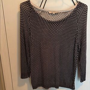 Loft Black and White Patterned Women's Light Knit Top